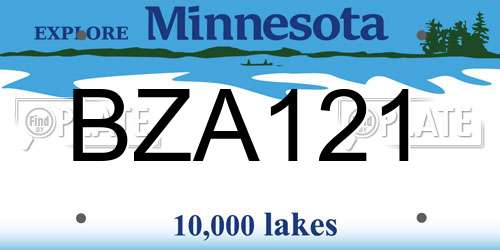 BZA121 Minnesota License Plate