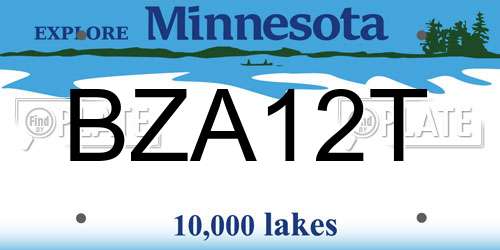 BZA12T Minnesota License Plate