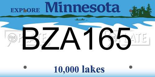 BZA165 Minnesota License Plate