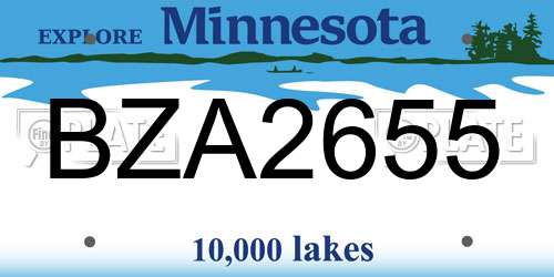BZA2655 Minnesota License Plate