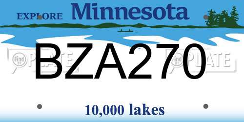 BZA270 Minnesota License Plate