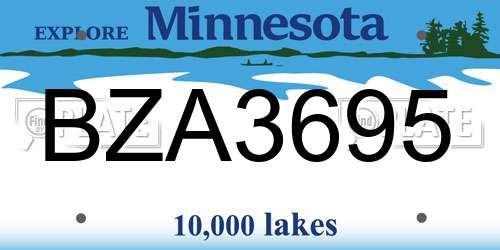 BZA3695 Minnesota License Plate