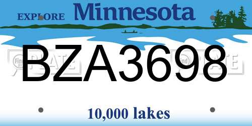 BZA3698 Minnesota License Plate