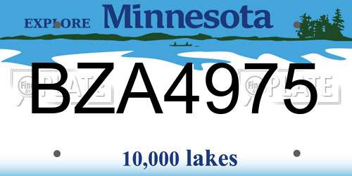 BZA4975 Minnesota License Plate