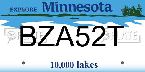 BZA52T Minnesota License Plate