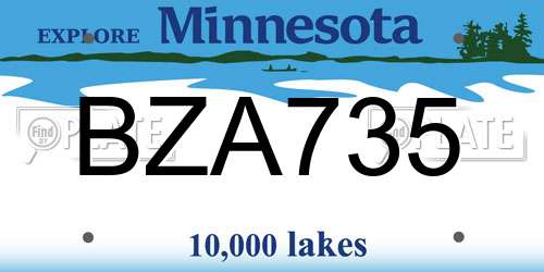 BZA735 Minnesota License Plate
