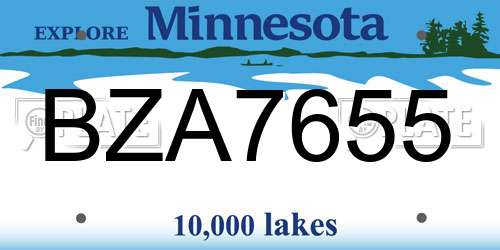 BZA7655 Minnesota License Plate