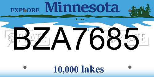 BZA7685 Minnesota License Plate