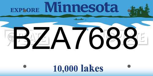 BZA7688 Minnesota License Plate