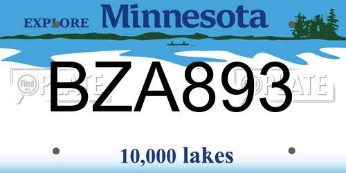 BZA893 Minnesota License Plate