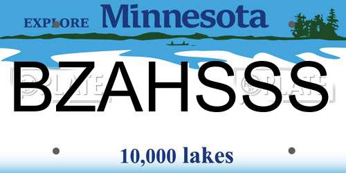 BZAHSSS Minnesota License Plate