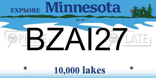 BZAI27 Minnesota License Plate
