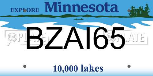 BZAI65 Minnesota License Plate