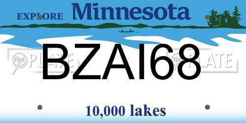 BZAI68 Minnesota License Plate