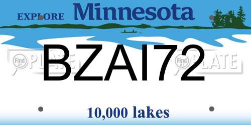 BZAI72 Minnesota License Plate