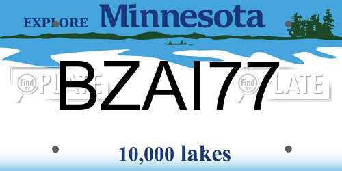 BZAI77 Minnesota License Plate