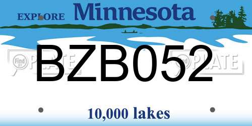 BZB052 Minnesota License Plate