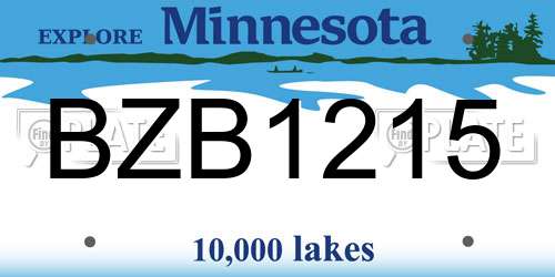 BZB1215 Minnesota License Plate
