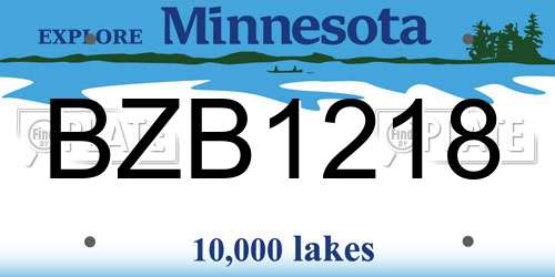 BZB1218 Minnesota License Plate