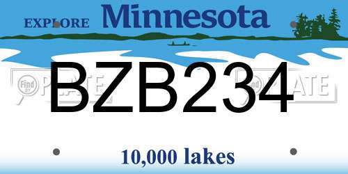 BZB234 Minnesota License Plate