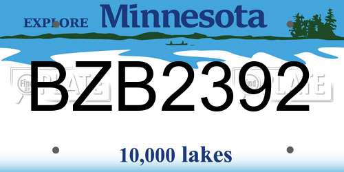 BZB2392 Minnesota License Plate