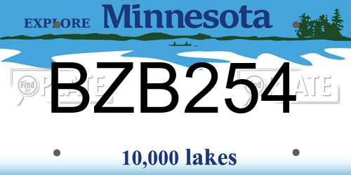 BZB254 Minnesota License Plate