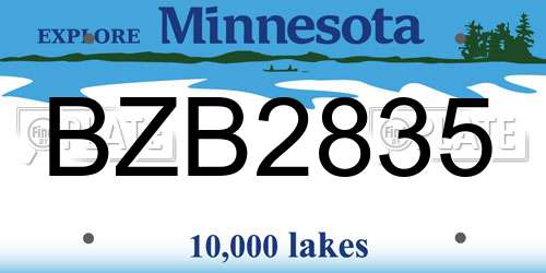 BZB2835 Minnesota License Plate