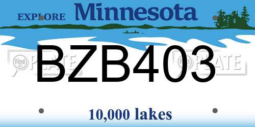 BZB403 Minnesota License Plate