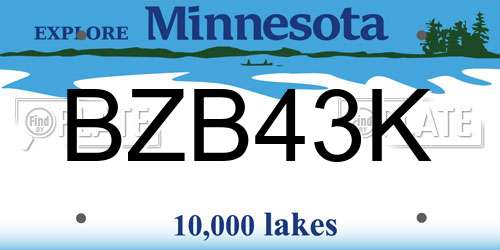 BZB43K Minnesota License Plate