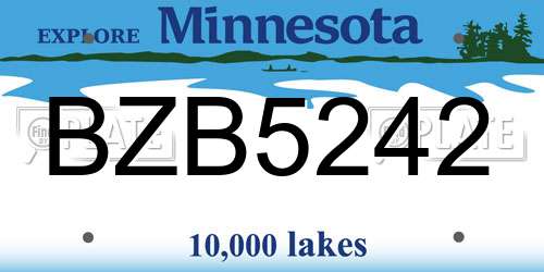 BZB5242 Minnesota License Plate