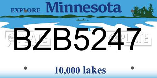 BZB5247 Minnesota License Plate