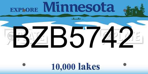 BZB5742 Minnesota License Plate