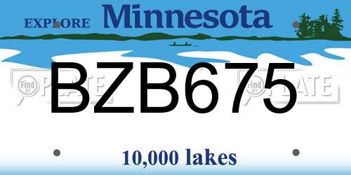 BZB675 Minnesota License Plate