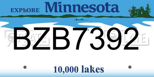 BZB7392 Minnesota License Plate