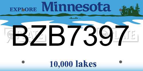 BZB7397 Minnesota License Plate