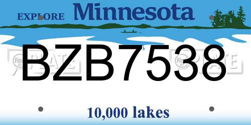 BZB7538 Minnesota License Plate