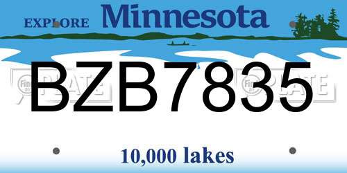 BZB7835 Minnesota License Plate