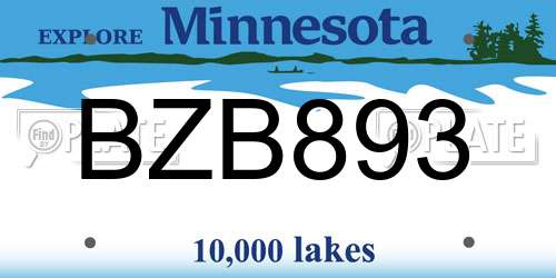 BZB893 Minnesota License Plate