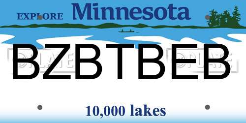 BZBTBEB Minnesota License Plate