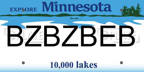 BZBZBEB Minnesota License Plate