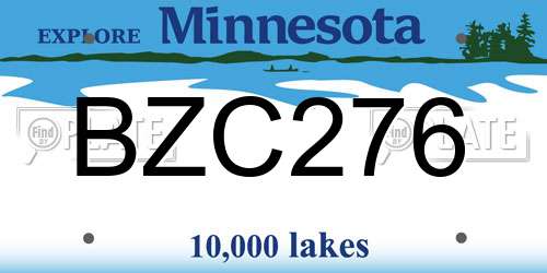 BZC276 Minnesota License Plate