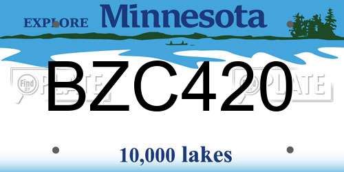 BZC420 Minnesota License Plate