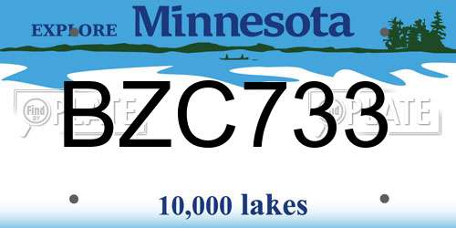 BZC733 Minnesota License Plate