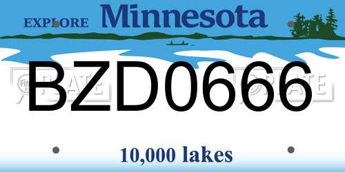 BZD0666 Minnesota License Plate