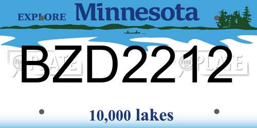BZD2212 Minnesota License Plate