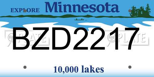 BZD2217 Minnesota License Plate