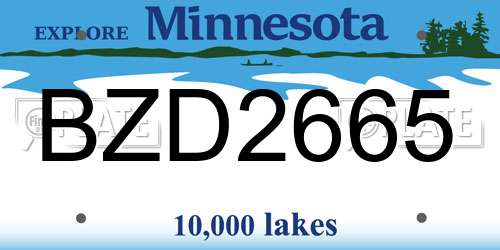 BZD2665 Minnesota License Plate