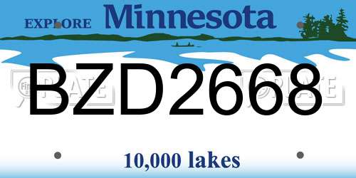 BZD2668 Minnesota License Plate