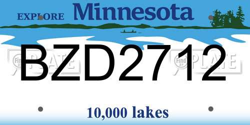 BZD2712 Minnesota License Plate