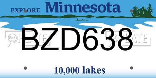 BZD638 Minnesota License Plate